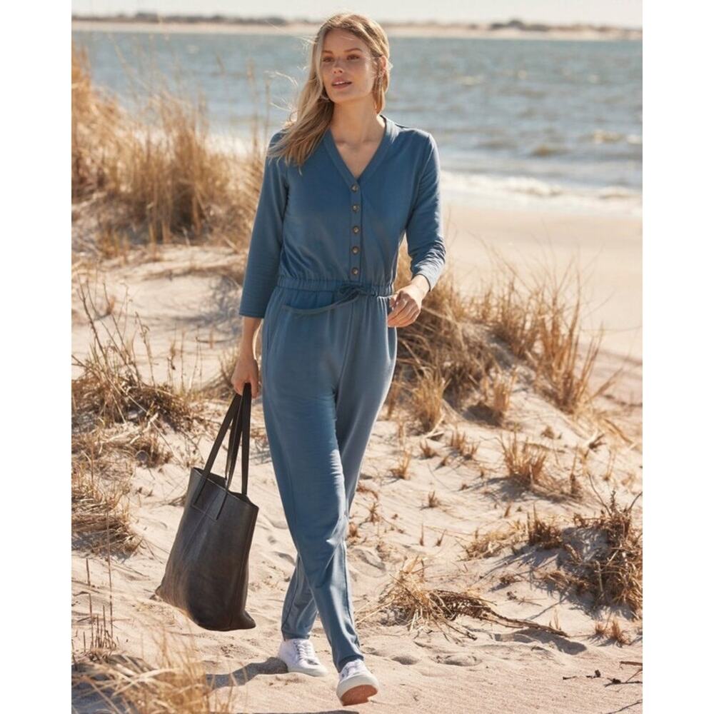 NWT Garnet Hill Tencel Tie Waist Quarter Sleeve Casual Jumpsuit Small